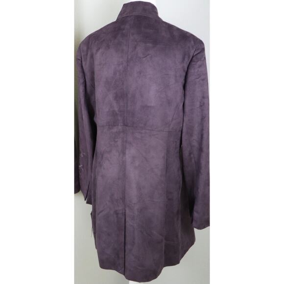 NWT Microsuede Purple Pant Suit Embroidered Floral Bootcut Long Jacket Set 12 - Picture 3 of 9